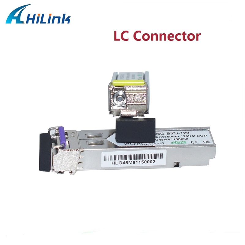 DOM del solo modo del módulo BIDI LC Conector RX1550nm del transmisor-receptor del gigabit 1.25GBASE el 120KM SFP+