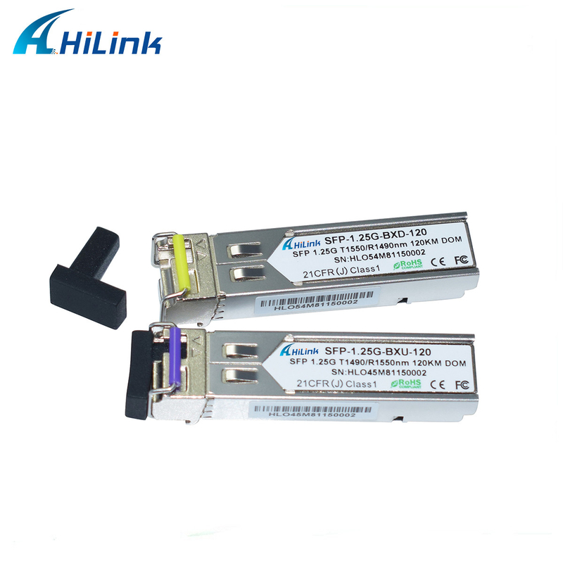 DOM del solo modo del módulo BIDI LC Conector RX1550nm del transmisor-receptor del gigabit 1.25GBASE el 120KM SFP+