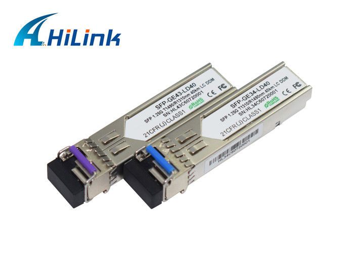 Transmisor-receptor de la fibra del conector BIDI SFP del módulo los 40KM LC/SC del WDM 1000base 1.25G SFP