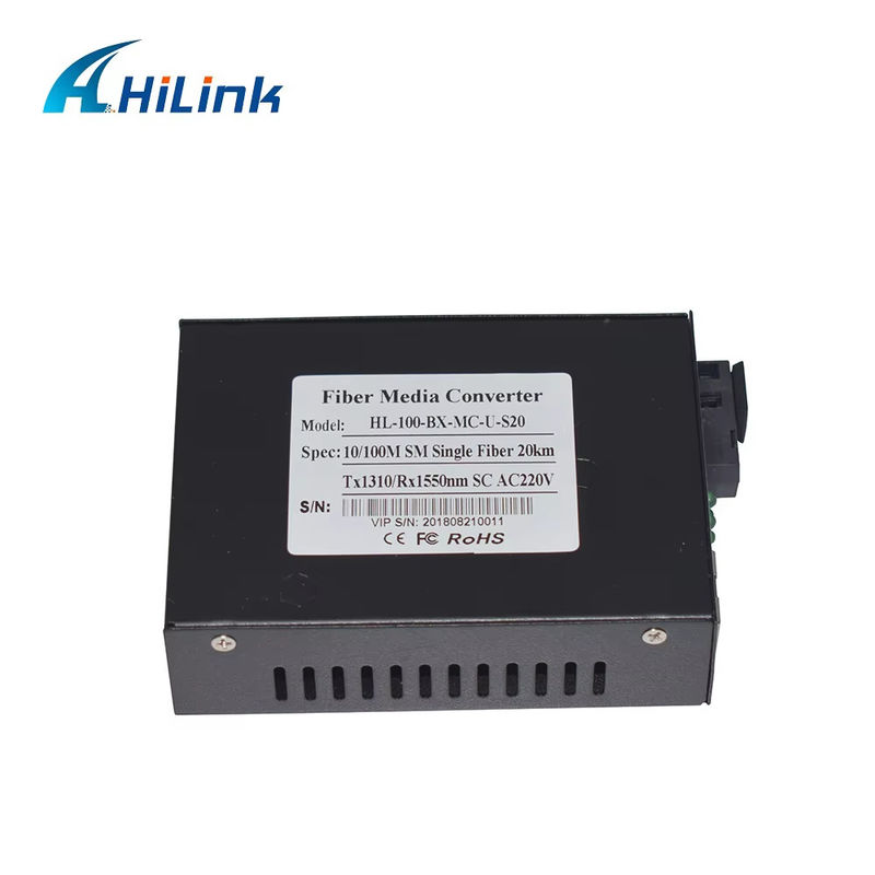 BIDI WDM Convertidor de medios de fibra óptica única 10/100M 1310/1550nm Equipo óptico SFP de 20 km