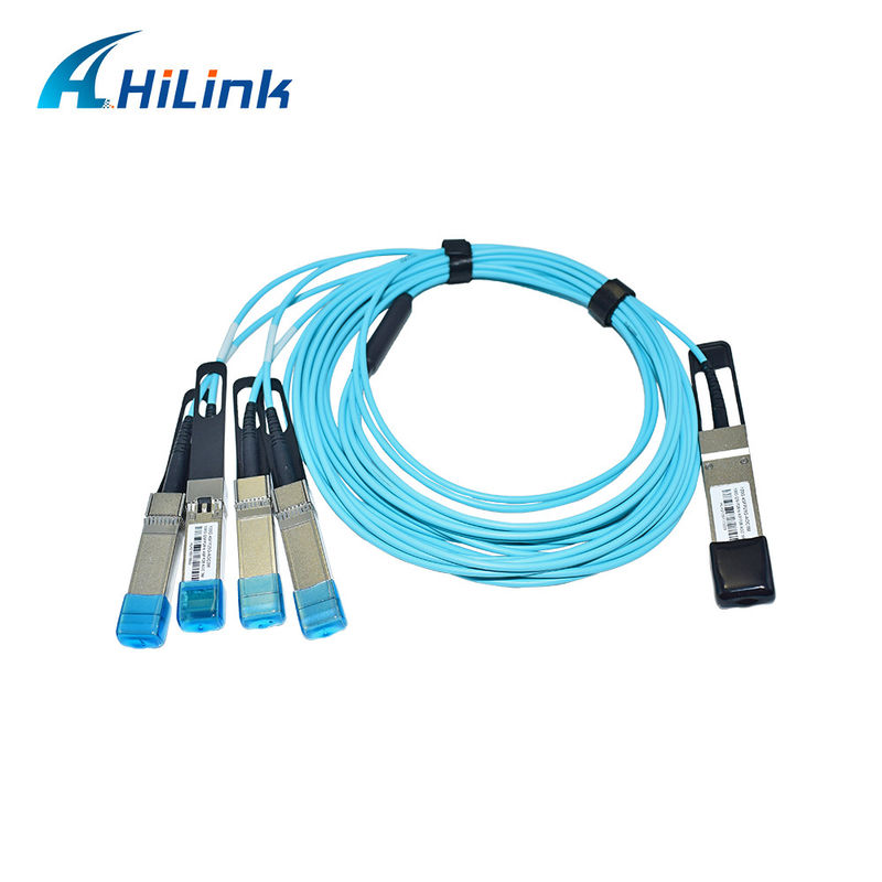 Certificado 100G QSFP28 a 4xSFP28 AOC OM3 Breakout Active Optical Cable con longitud de cable de 1-5m y certificación CE RoHS