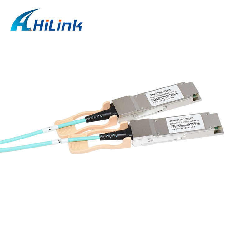 Solución de cable óptico activo (AOC) 200G QSFP56 a 2*QSFP28 2*100G certificado para transmisión de datos en temperaturas extremas