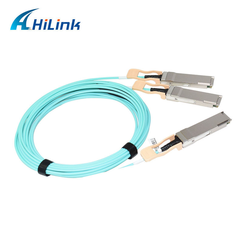 Solución de cable óptico activo (AOC) 200G QSFP56 a 2*QSFP28 2*100G certificado para transmisión de datos en temperaturas extremas