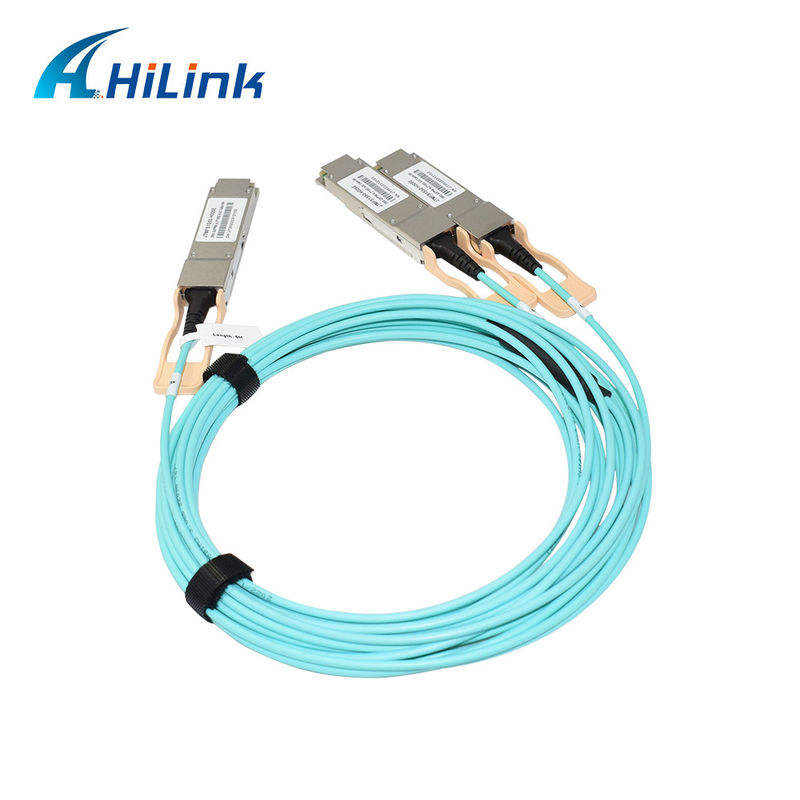 Solución de cable óptico activo (AOC) 200G QSFP56 a 2*QSFP28 2*100G certificado para transmisión de datos en temperaturas extremas