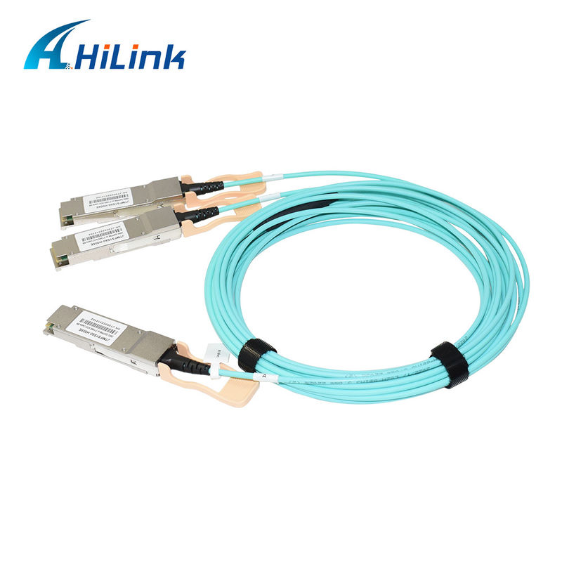 Solución de cable óptico activo (AOC) 200G QSFP56 a 2*QSFP28 2*100G certificado para transmisión de datos en temperaturas extremas
