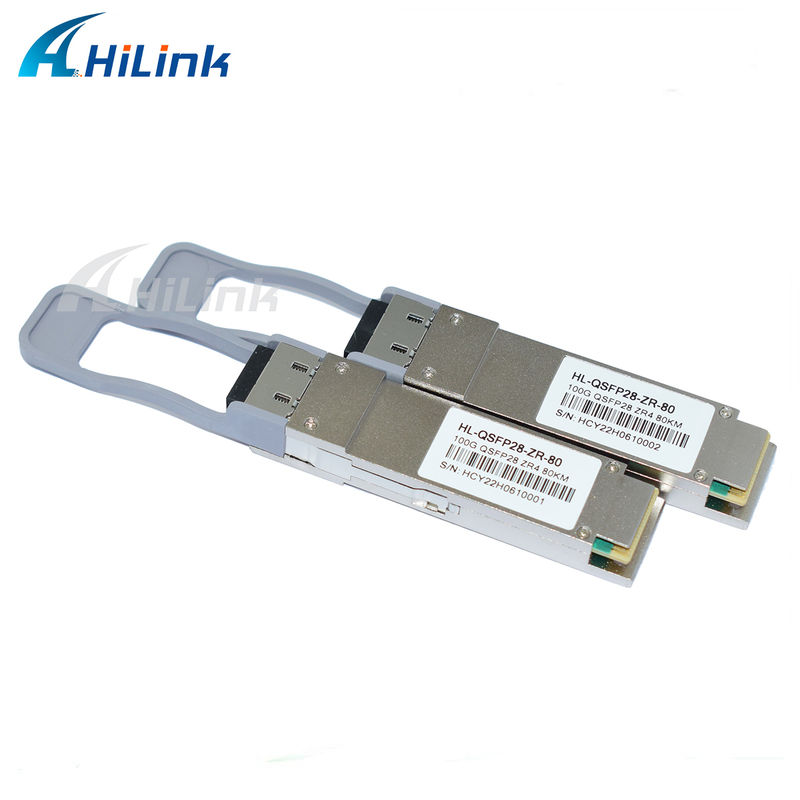Transceptor QSFP28 de 100 Gb/s 80 km Conector LC Dúplex Enchufable en Caliente LAN WDM EML TOSA SOA PIN SMF