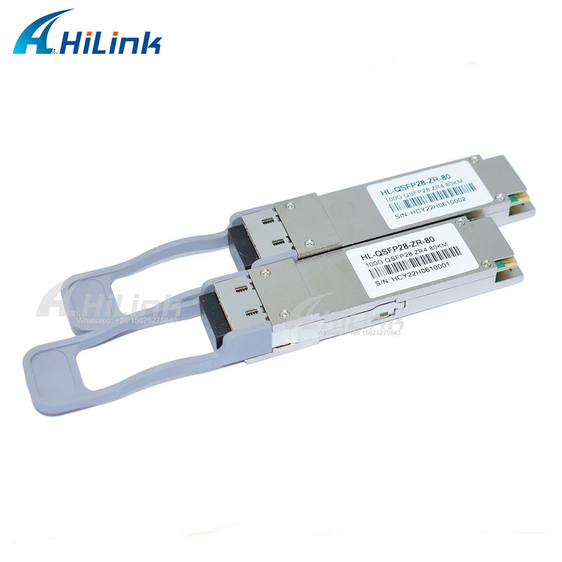 Transceptor QSFP28 de 100 Gb/s 80 km Conector LC Dúplex Enchufable en Caliente LAN WDM EML TOSA SOA PIN SMF