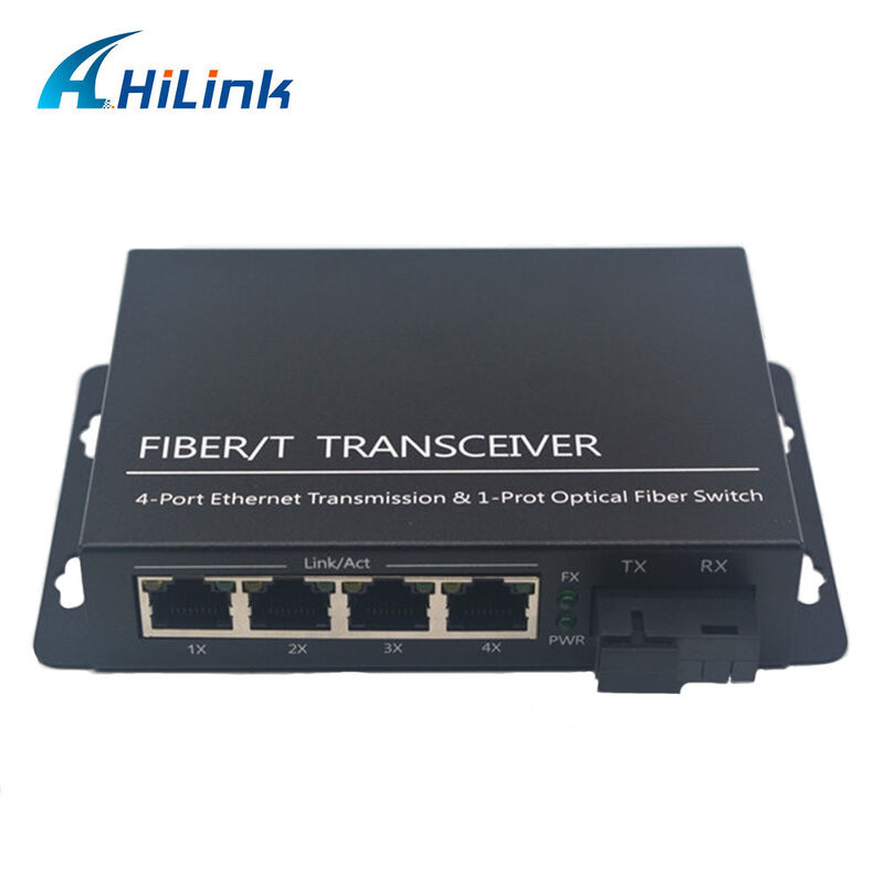 Convertidor de medios de fibra óptica Gigabit Ethernet Hilink 1 puerto de fibra y 4 x 10/100/1000Base TX
