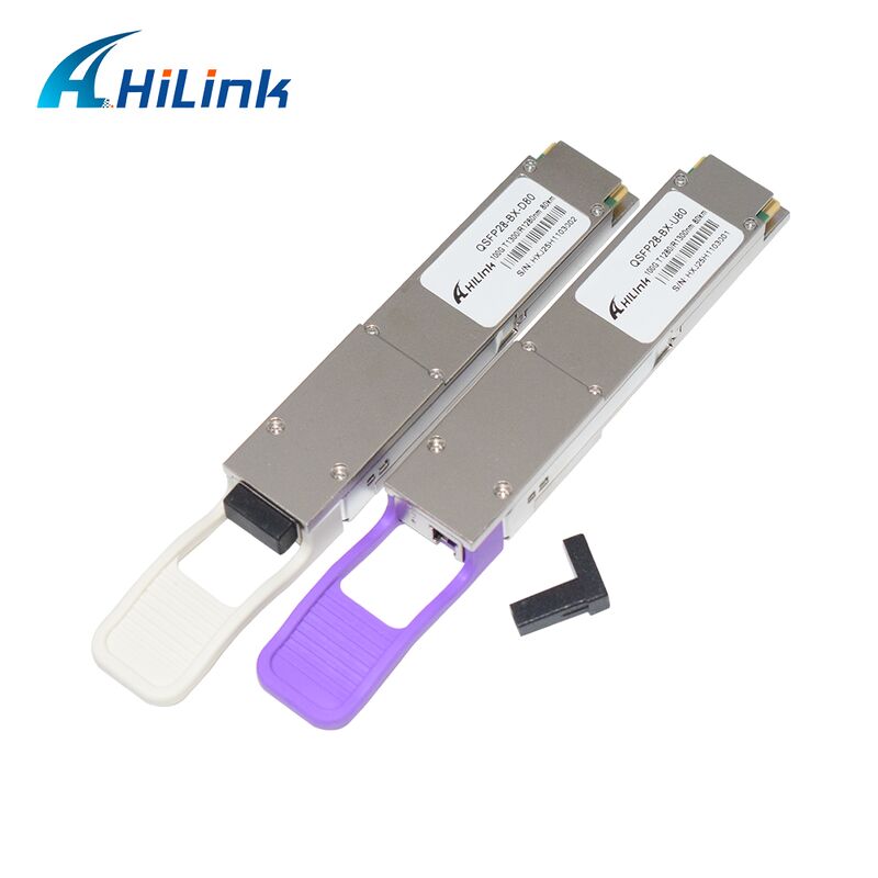 Módulo de transceptor óptico BIDI Hilink QSFP28-BX-U80/D80 100Gb/s con alcance de 80 km para Ethernet 100G