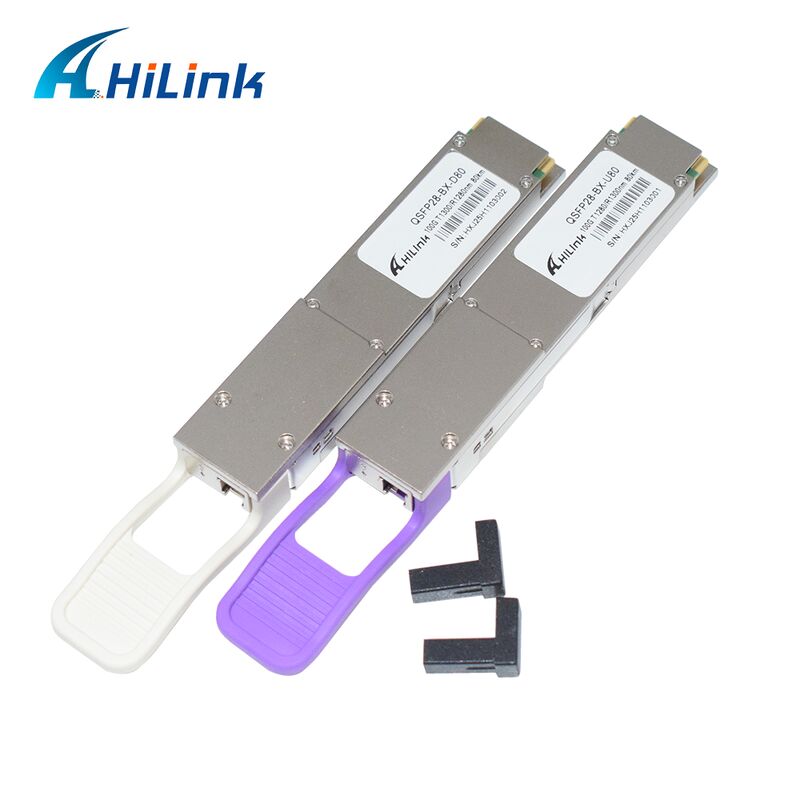 Módulo de transceptor óptico BIDI Hilink QSFP28-BX-U80/D80 100Gb/s con alcance de 80 km para Ethernet 100G