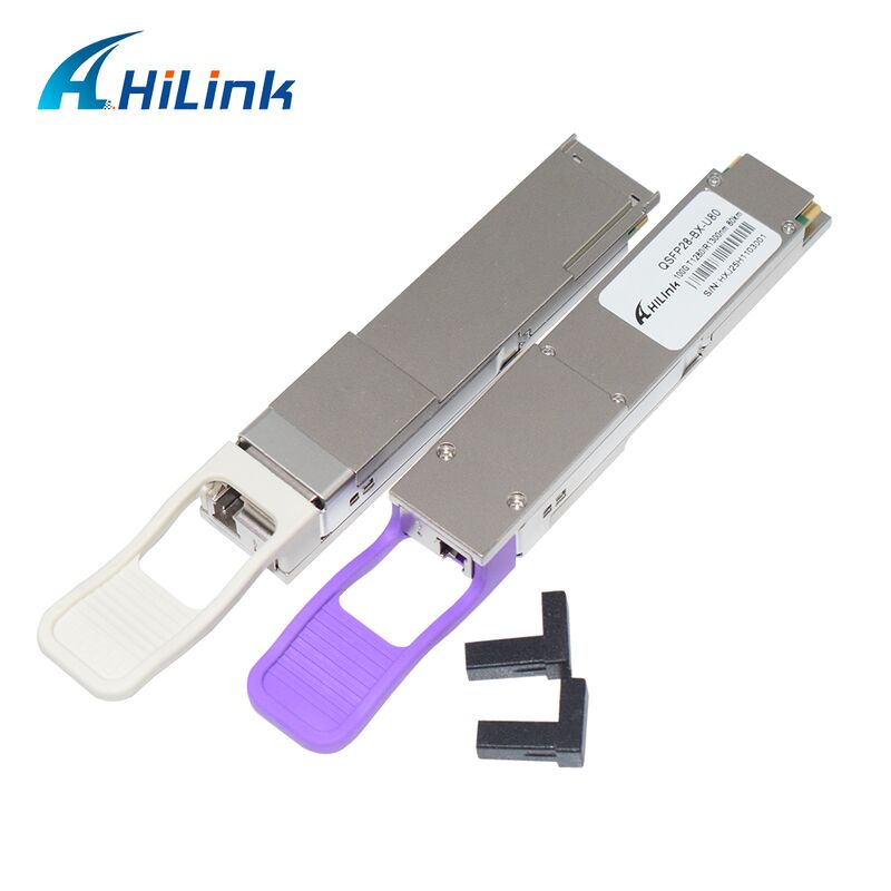 Módulo de transceptor óptico BIDI Hilink QSFP28-BX-U80/D80 100Gb/s con alcance de 80 km para Ethernet 100G