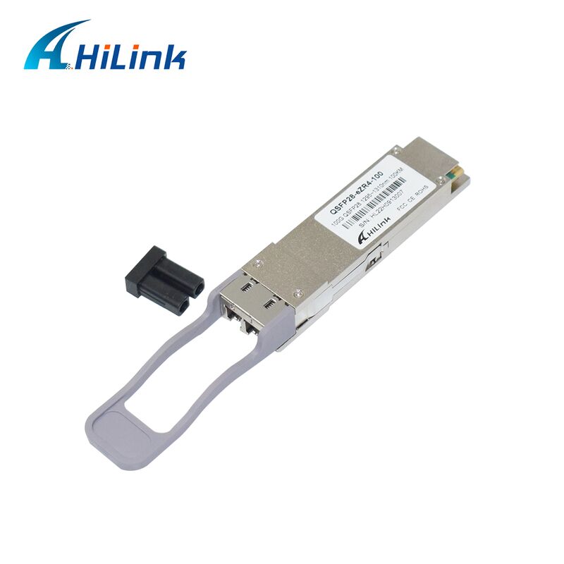 Módulo de transceptor óptico Hilink 100G QSFP28 con distancia de 100 km, velocidad de datos 100G y cumplimiento ZR4+