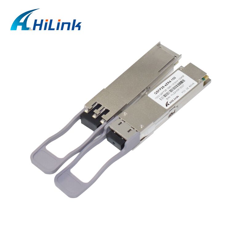 Módulo de transceptor óptico Hilink 100G QSFP28 con distancia de 100 km, velocidad de datos 100G y cumplimiento ZR4+