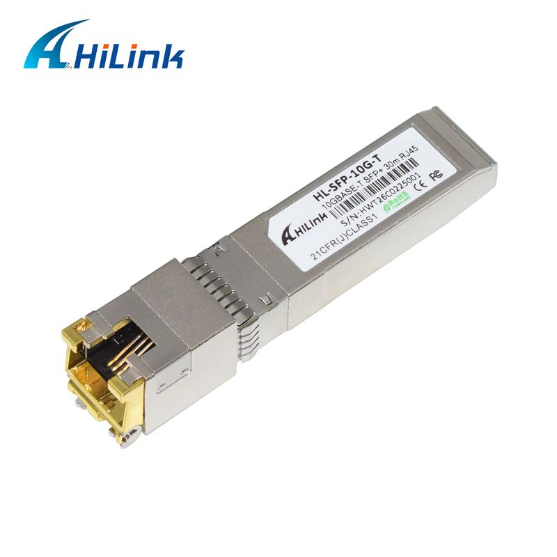 Transceptor SFP+ de velocidad de datos de 10G Hilink con distancia de 30M/80M y módulo de cobre 10GBASE-T compatible con RoHS