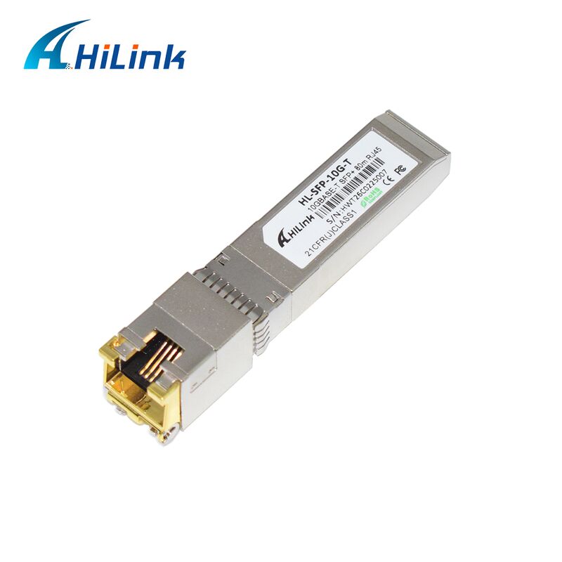 Transceptor SFP+ de velocidad de datos de 10G Hilink con distancia de 30M/80M y módulo de cobre 10GBASE-T compatible con RoHS