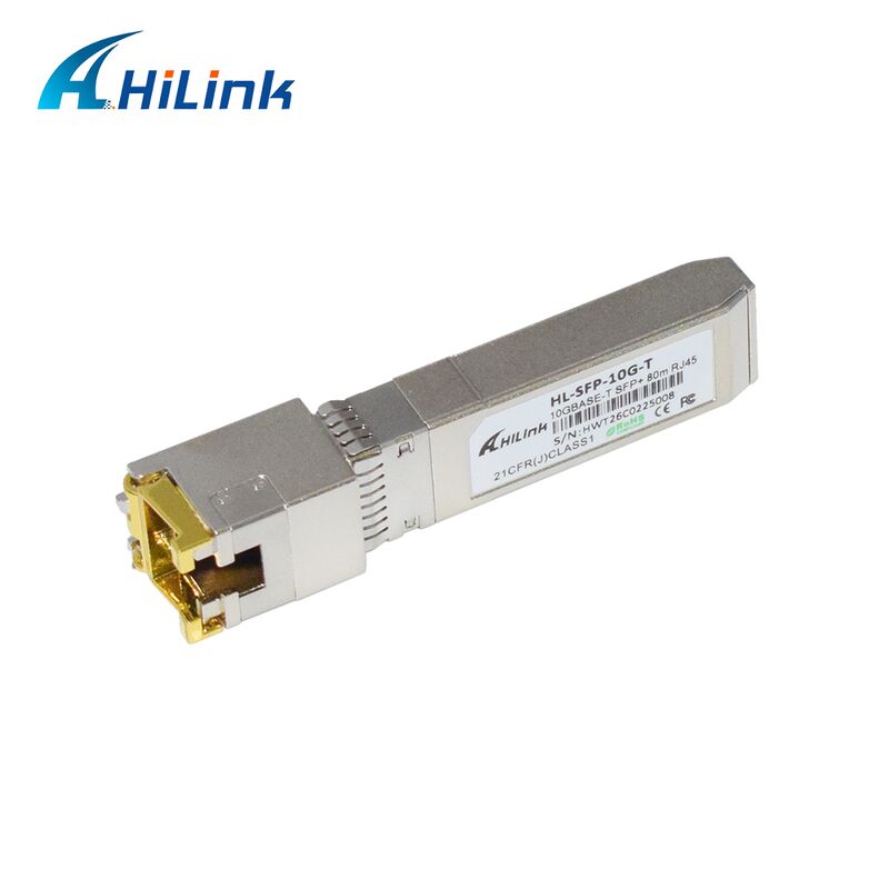 Transceptor SFP+ de velocidad de datos de 10G Hilink con distancia de 30M/80M y módulo de cobre 10GBASE-T compatible con RoHS