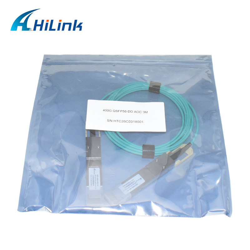 Cable Hilink 400G QSFP56-DD AOC 3M con cumplimiento RoHS para la transmisión de datos de alta velocidad