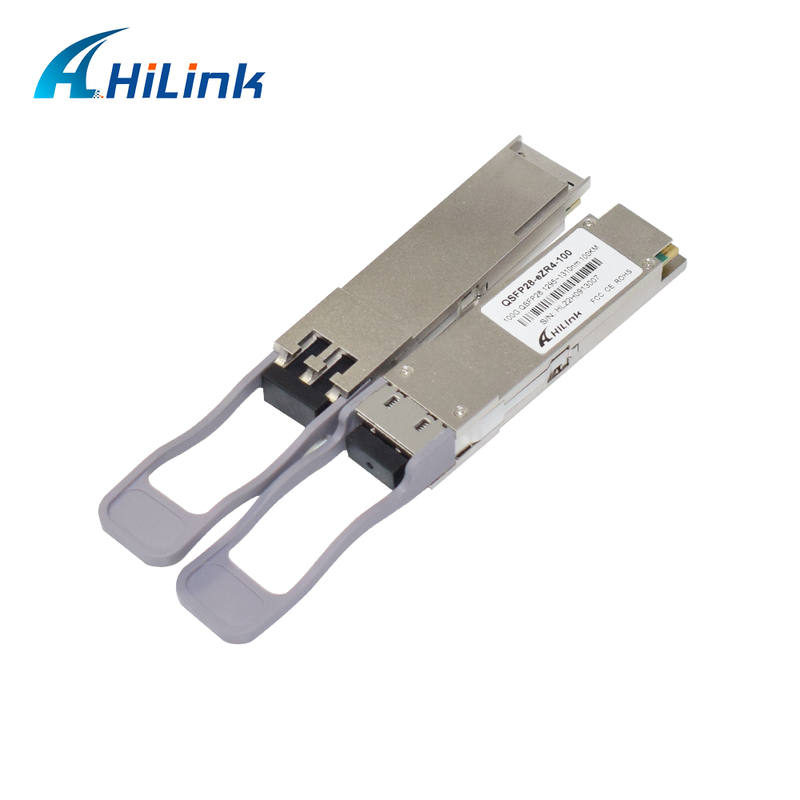 Transceptor óptico Hilink 100G QSFP28 con longitud de onda de 100 km de distancia 1295 ~ 1304 nm y detector de PIN SOA