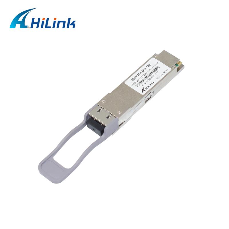 Transceptor óptico Hilink 100G QSFP28 con longitud de onda de 100 km de distancia 1295 ~ 1304 nm y detector de PIN SOA