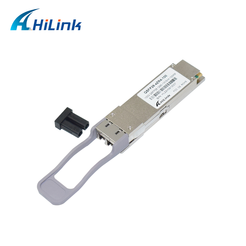 Transceptor óptico Hilink 100G QSFP28 con longitud de onda de 100 km de distancia 1295 ~ 1304 nm y detector de PIN SOA