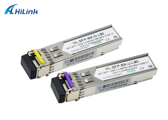 Módulo TX1490/RX1550nm los 80KM del transmisor-receptor del gigabit BIDI SFP+ de Ethernet de 1000BASE 1.25G